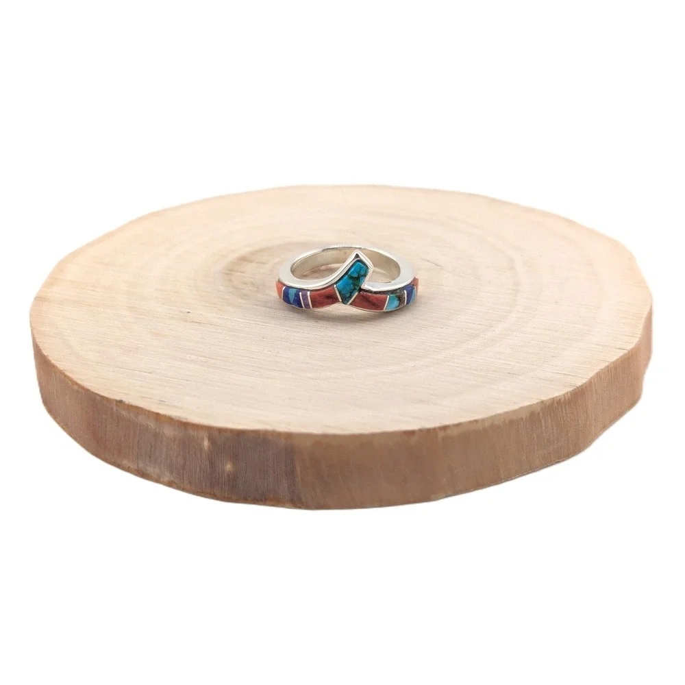 Navajo Handmade‎ Silver Ring Turquoise Signed Native American Jewelry 9 ***
